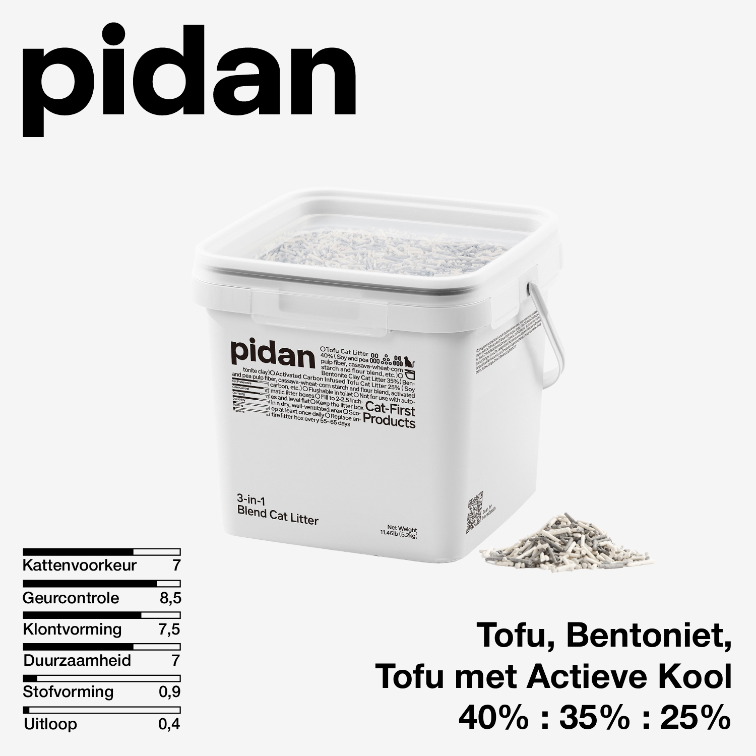 pidan 3-in-1 Tofu, Bentonite, and Activated Carbon Cat Litter