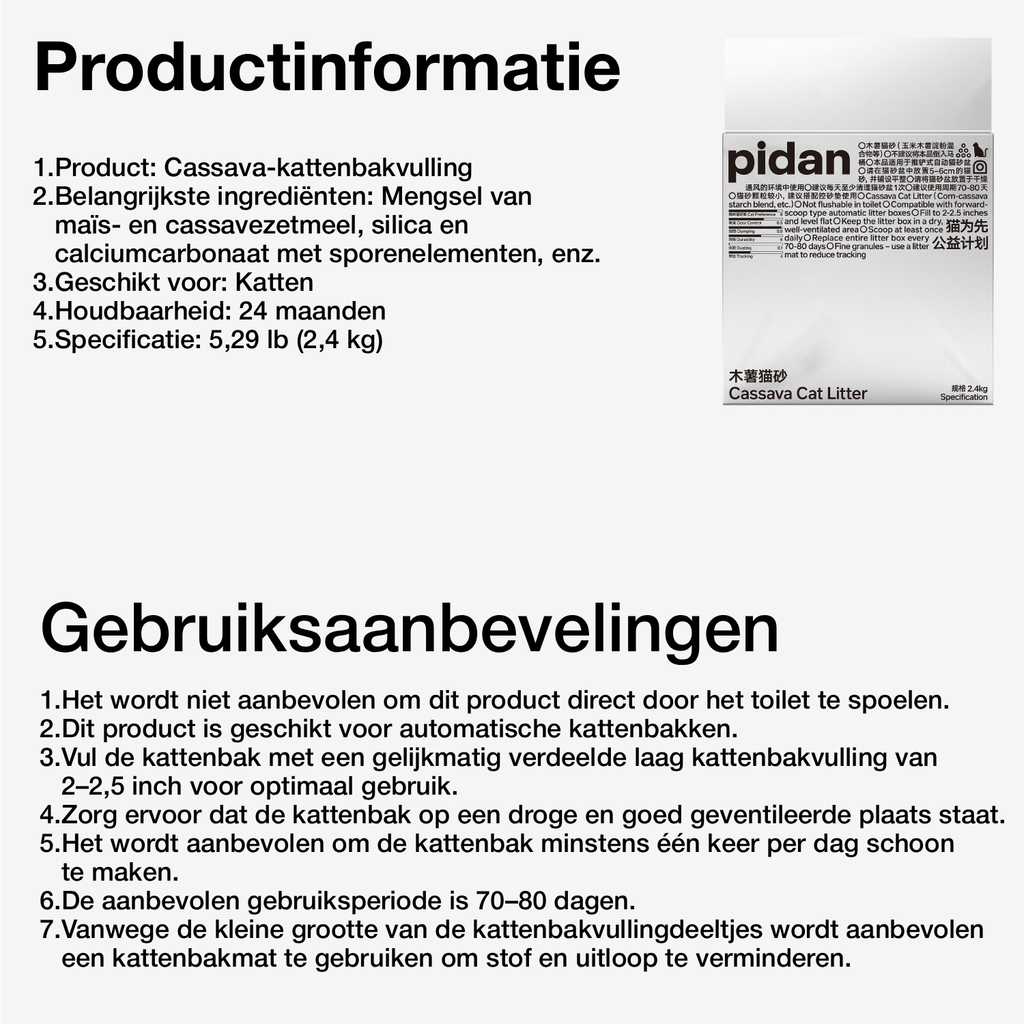 pidan Cassave Kattenbakvulling