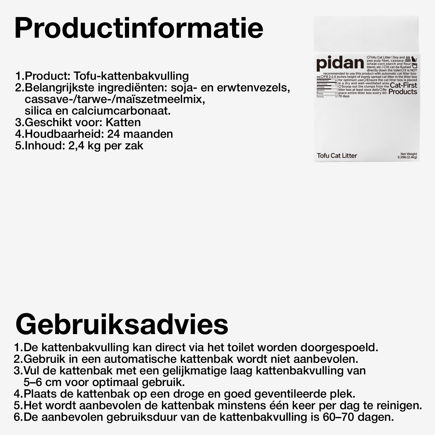 pidan Tofu Kattenbakvulling